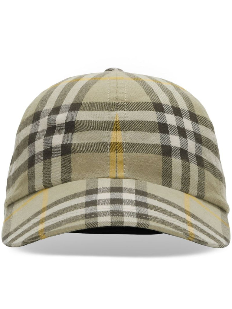 Neutral Check-print Cotton Baseball Cap