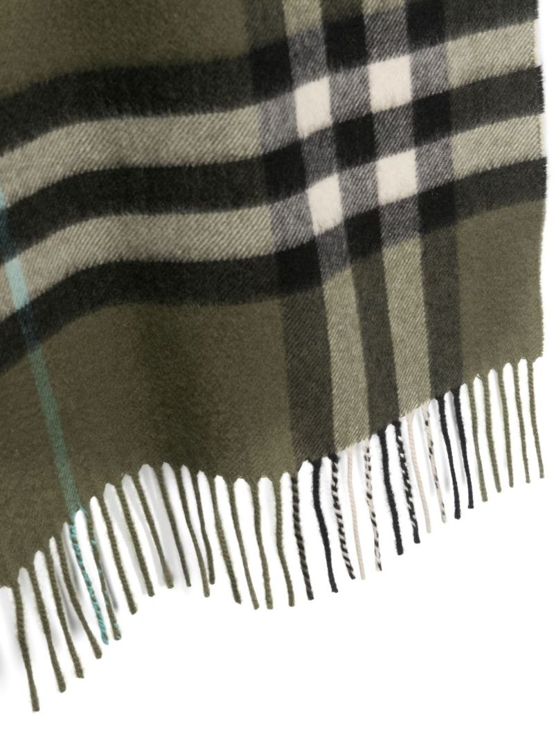 Green Exaggerated Check-pattern Cashmere Scarf