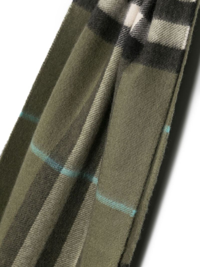 Green Exaggerated Check-pattern Cashmere Scarf