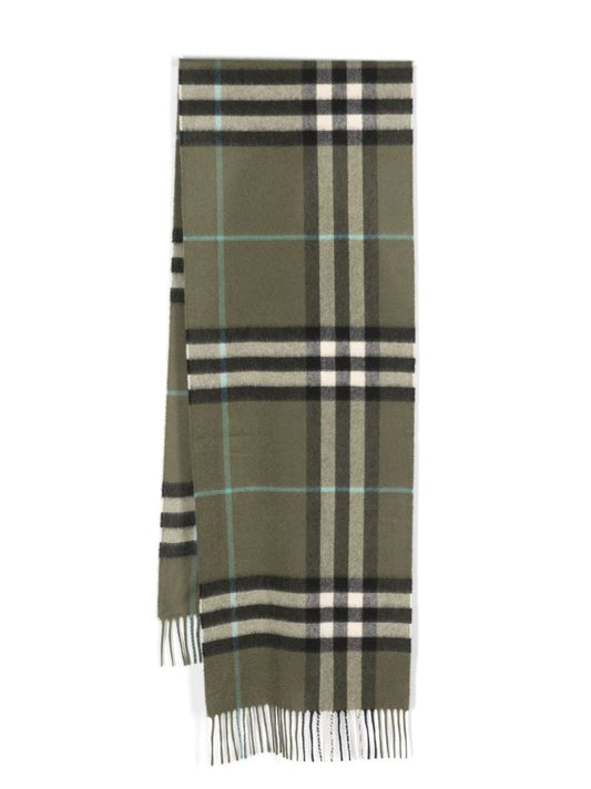Green Exaggerated Check-pattern Cashmere Scarf