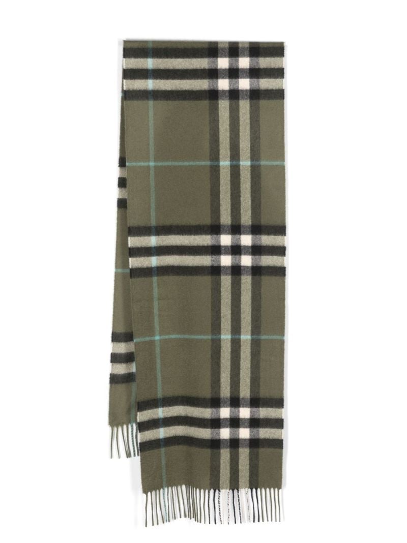 Green Exaggerated Check-pattern Cashmere Scarf