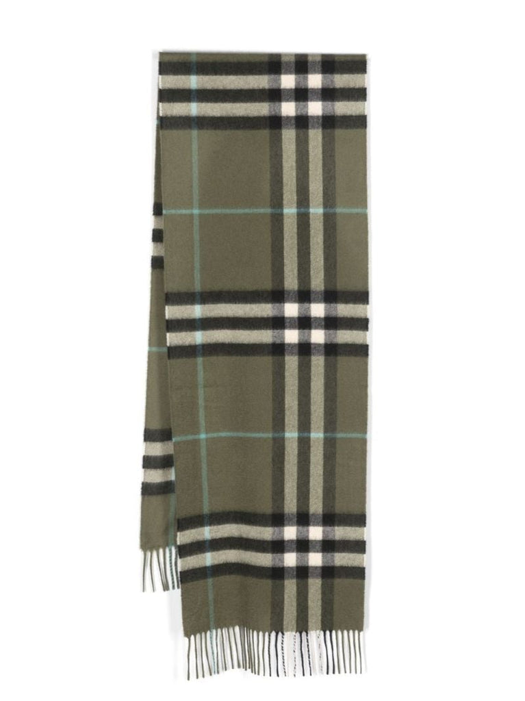 Green Exaggerated Check-pattern Cashmere Scarf