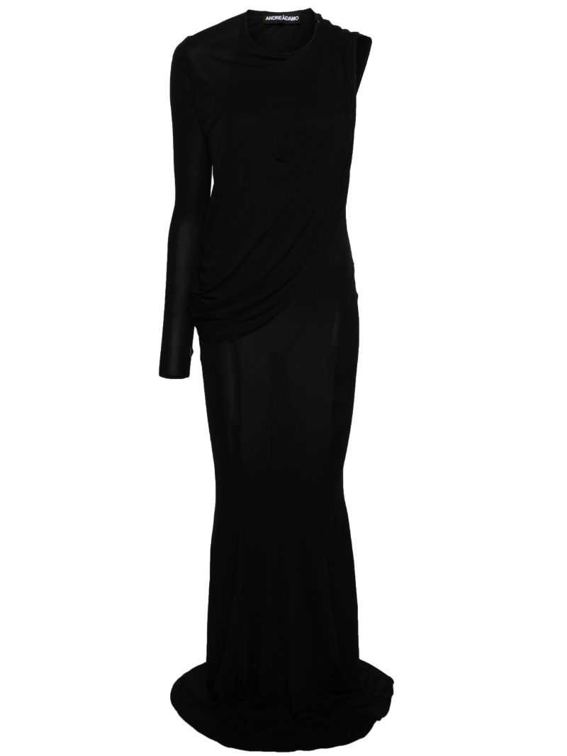 Black Single-sleeved Trumpet Gown