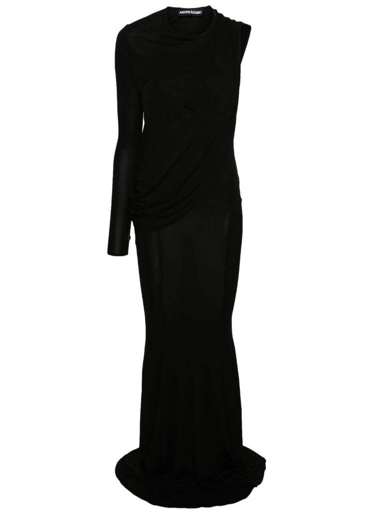 Black Single-sleeved Trumpet Gown