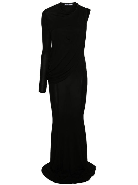 Black Single-sleeved Trumpet Gown