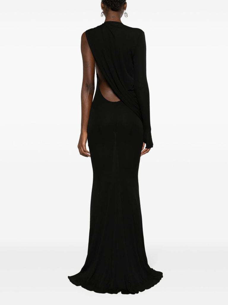 Black Single-sleeved Trumpet Gown