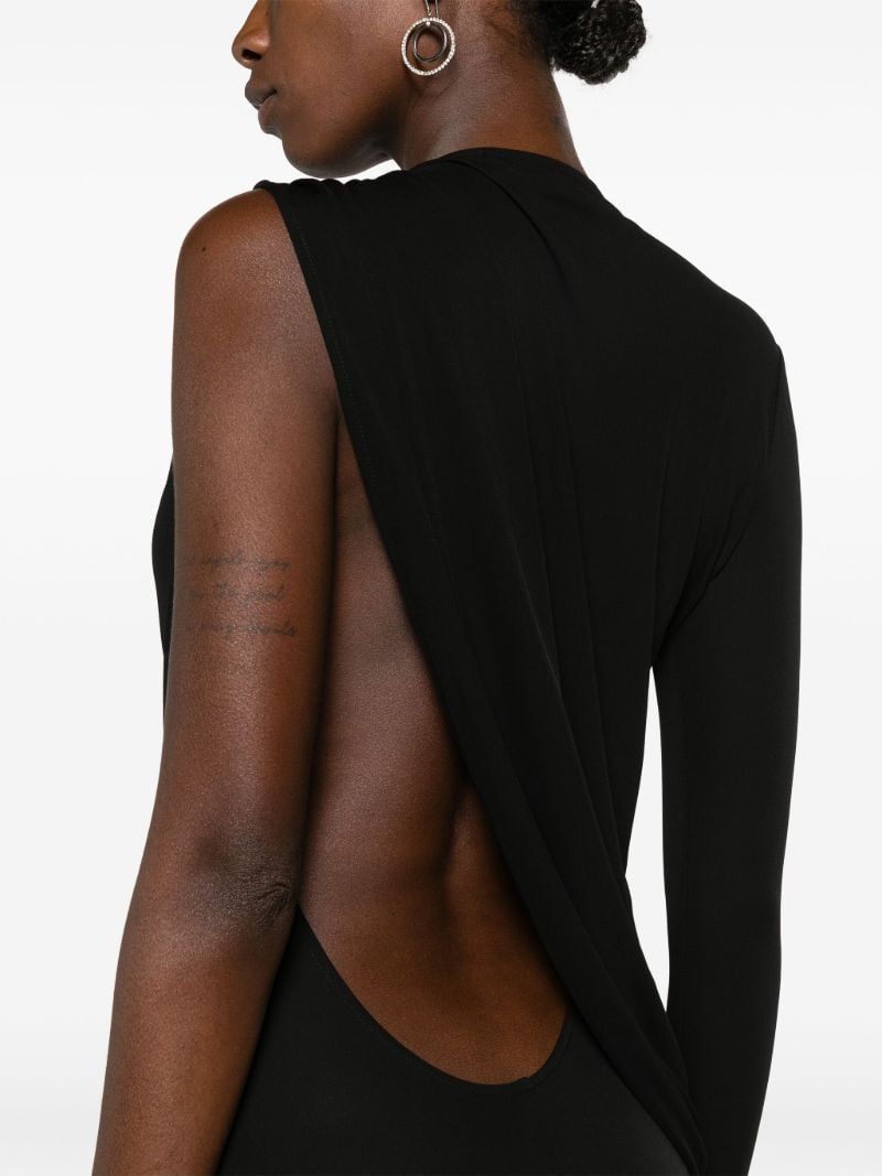 Black Single-sleeved Trumpet Gown