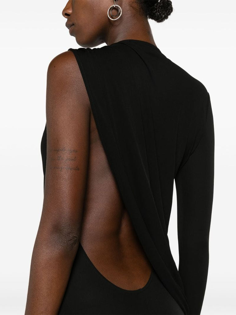 Black Single-sleeved Trumpet Gown