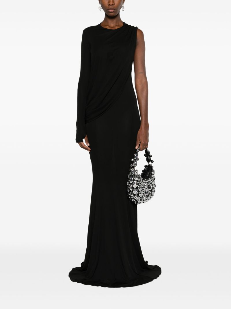 Black Single-sleeved Trumpet Gown