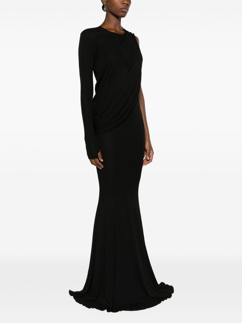 Black Single-sleeved Trumpet Gown