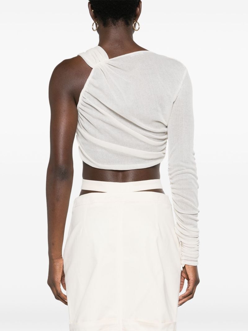 White Draped Jersey Crop Top