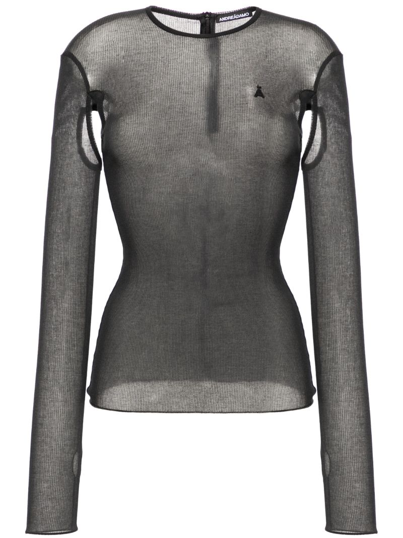 Black Fine-ribbed Jersey Top