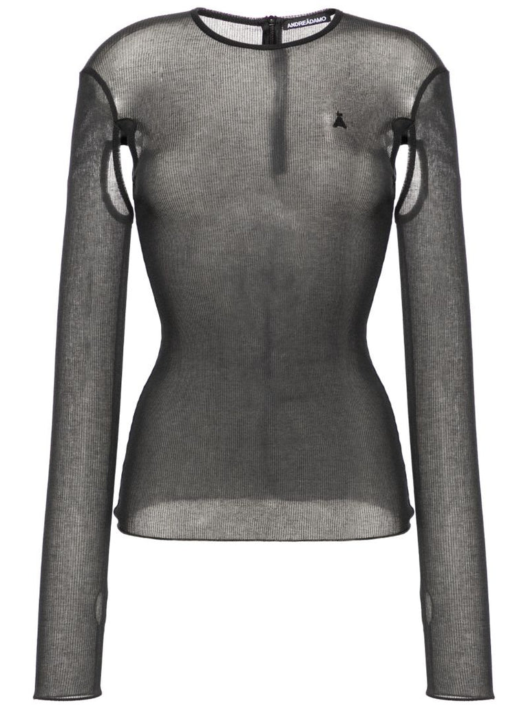 Black Fine-ribbed Jersey Top