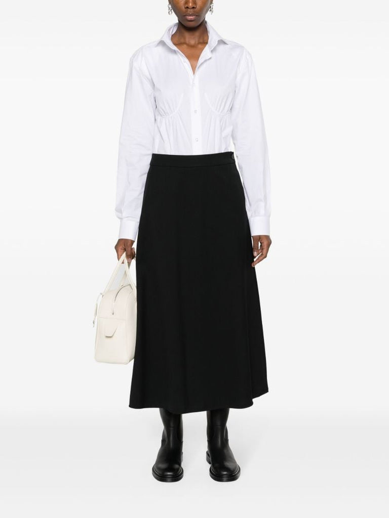 Black A-line Wool Skirt