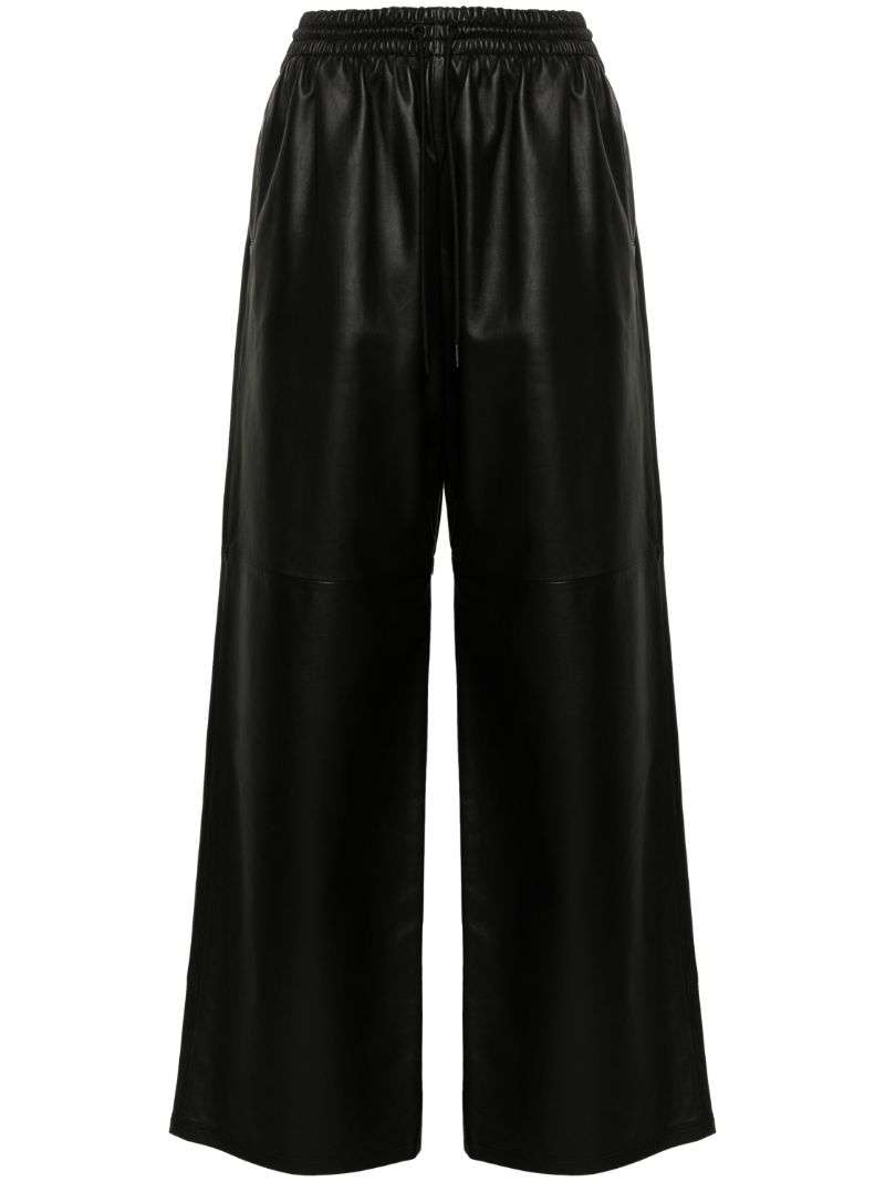 Black Wide-leg Leather Trousers