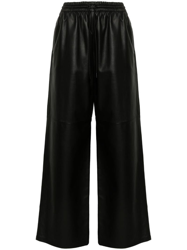 Black Wide-leg Leather Trousers