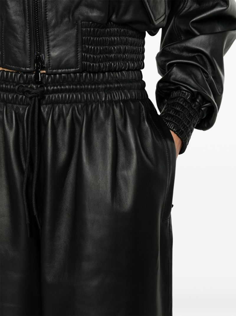 Black Wide-leg Leather Trousers