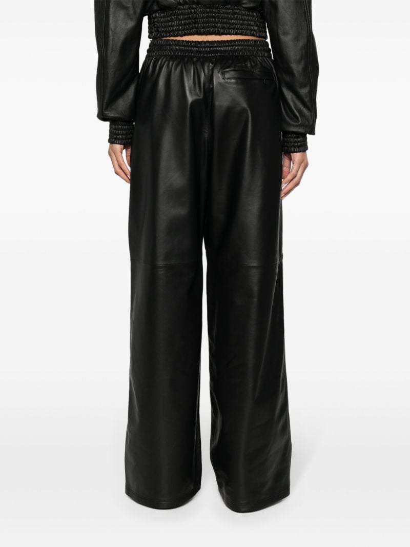 Black Wide-leg Leather Trousers