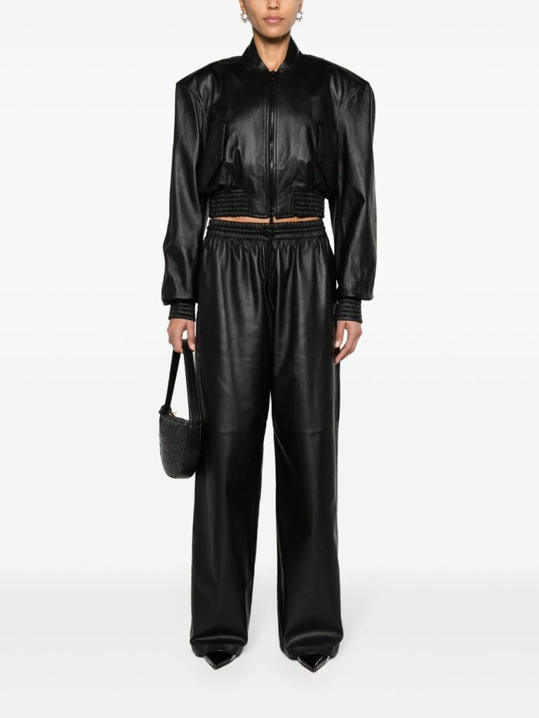 Black Wide-leg Leather Trousers