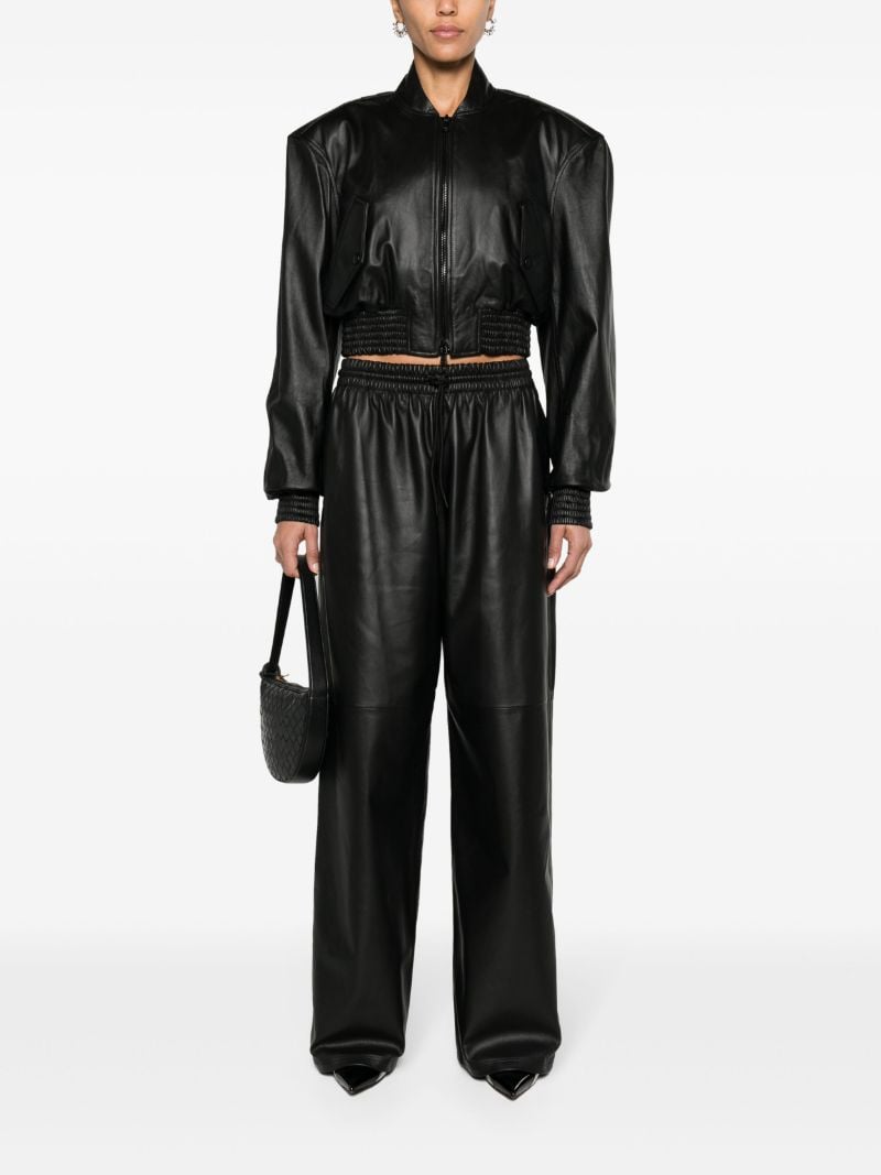 Black Wide-leg Leather Trousers