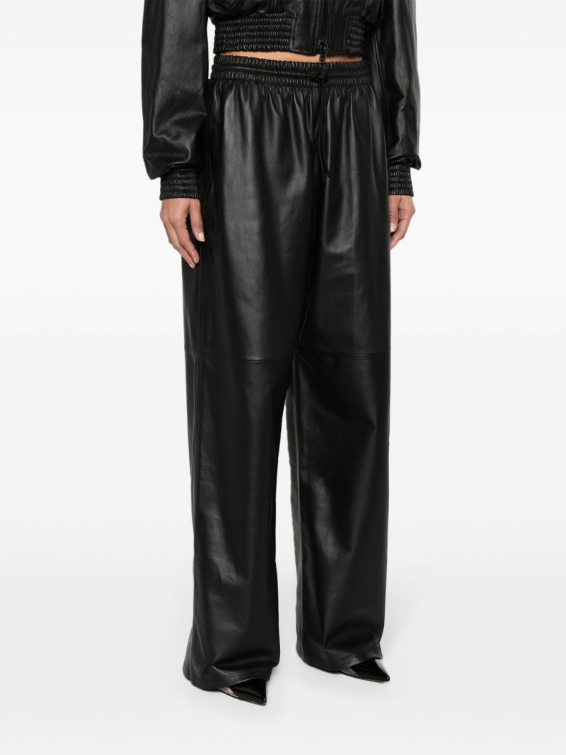 Black Wide-leg Leather Trousers