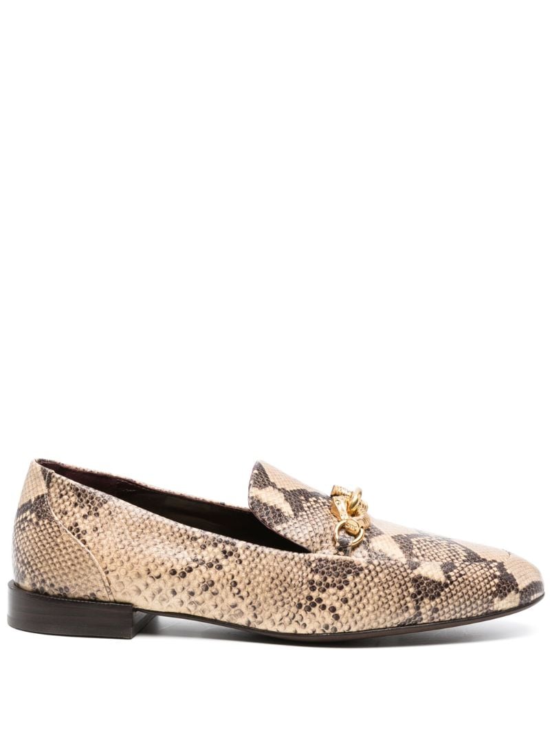 Brown Jessa Snakeskin-effect Leather Loafers