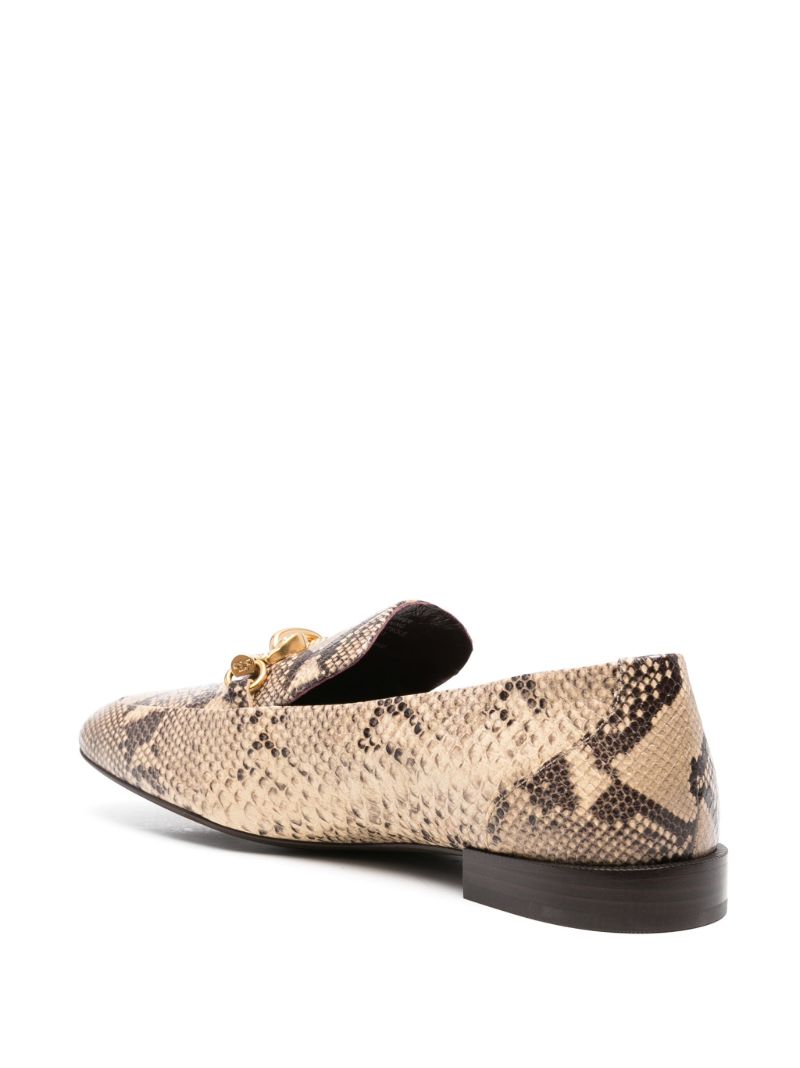 Brown Jessa Snakeskin-effect Leather Loafers