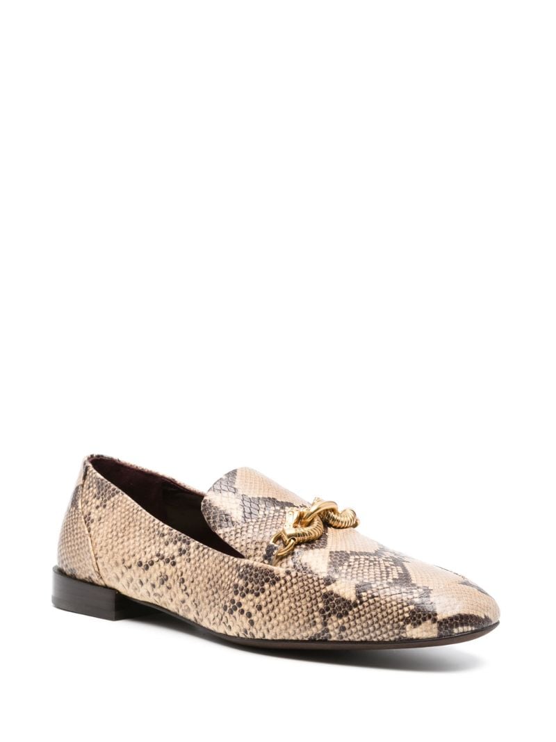 Brown Jessa Snakeskin-effect Leather Loafers