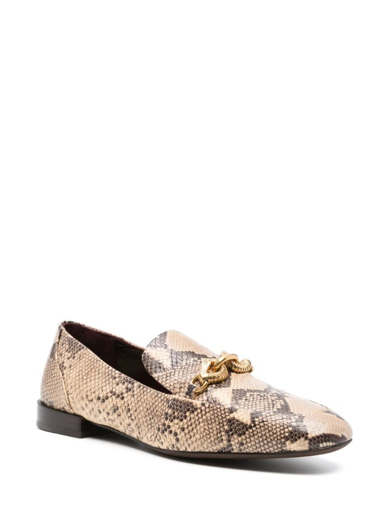Brown Jessa Snakeskin-effect Leather Loafers