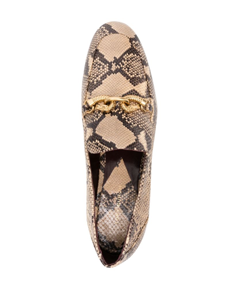 Brown Jessa Snakeskin-effect Leather Loafers