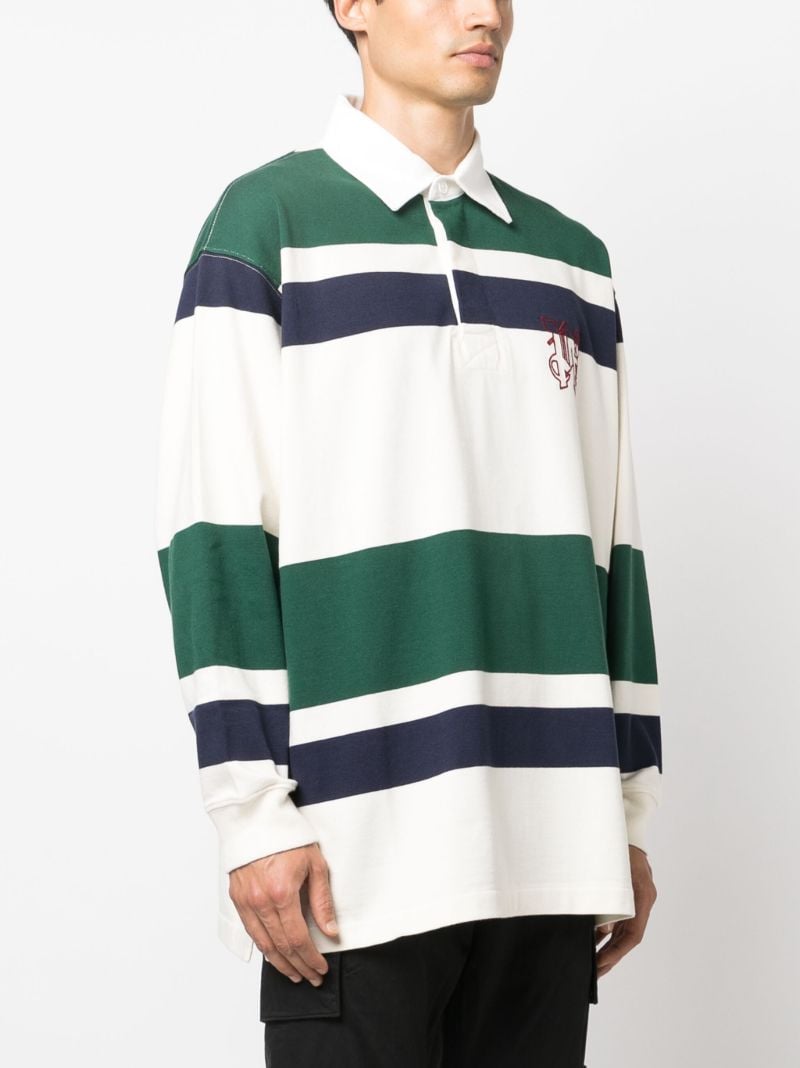 Green Striped Cotton Polo Shirt