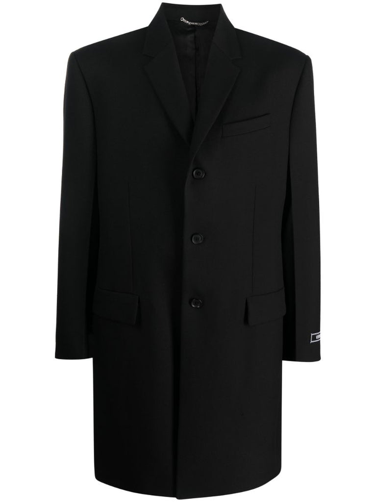 Black Single-breasted Wool Coat