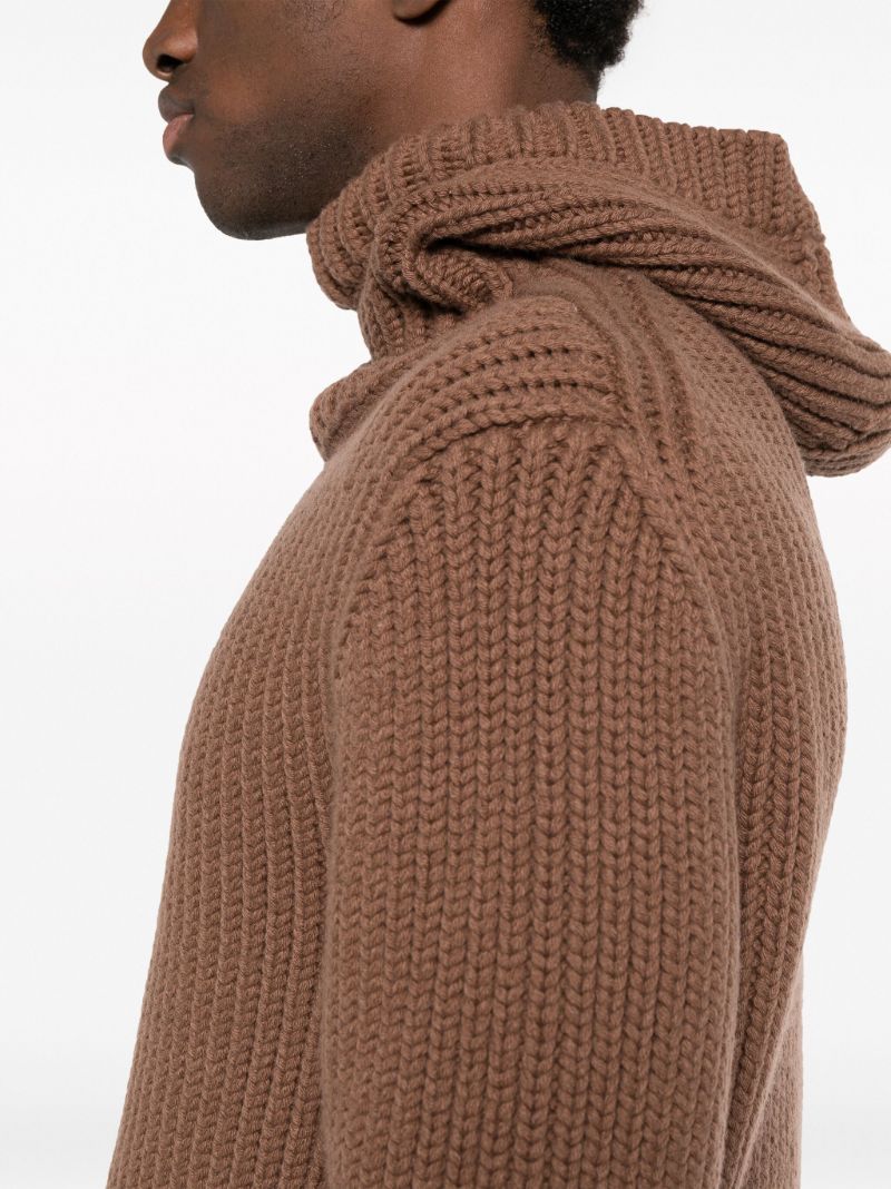Brown Ribbed-knit Sweater