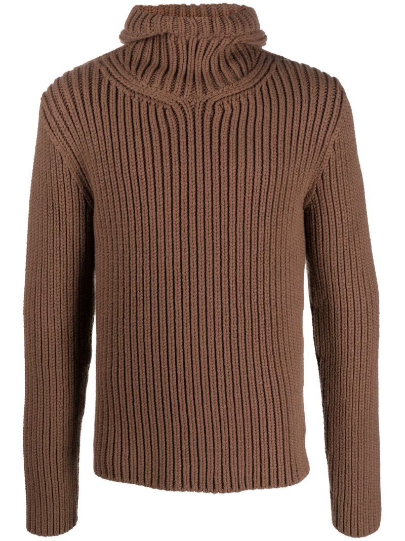 Brown Ribbed-knit Sweater