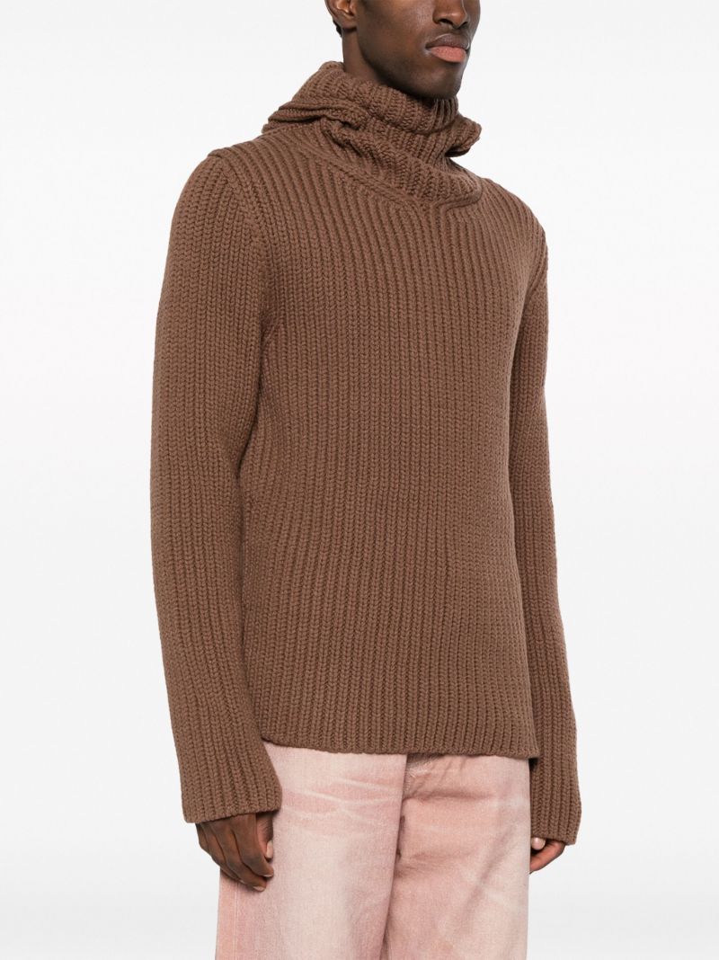 Brown Ribbed-knit Sweater