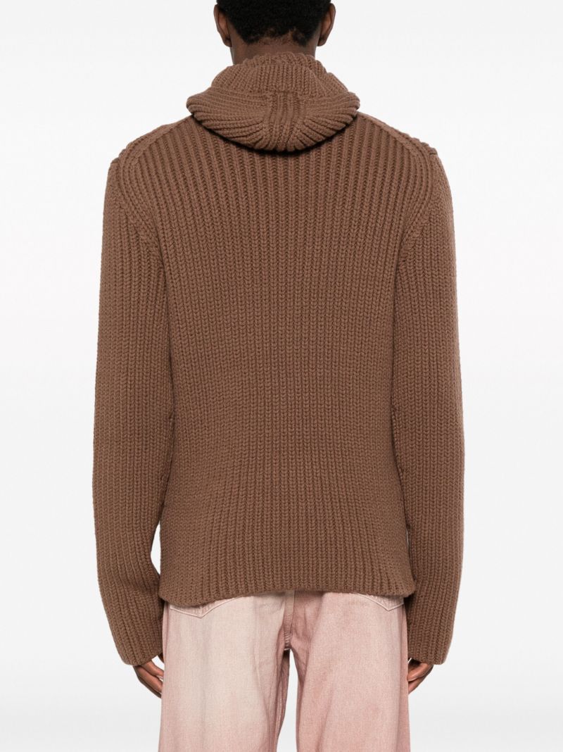 Brown Ribbed-knit Sweater