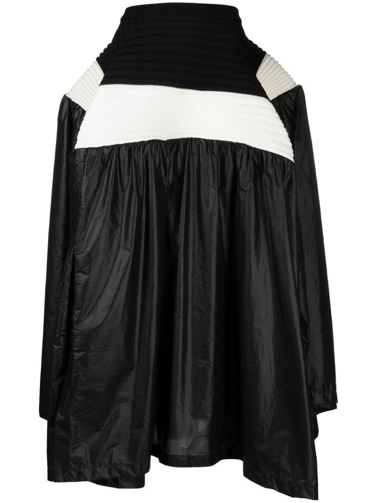 Black Colour-block A-line Skirt