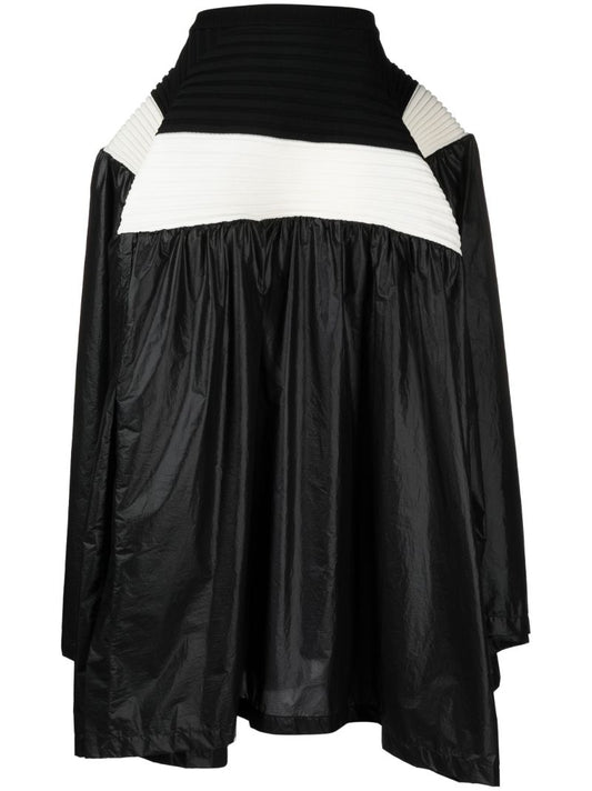 Black Colour-block A-line Skirt