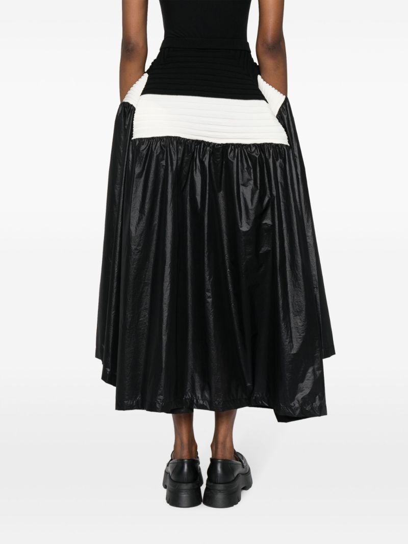 Black Colour-block A-line Skirt
