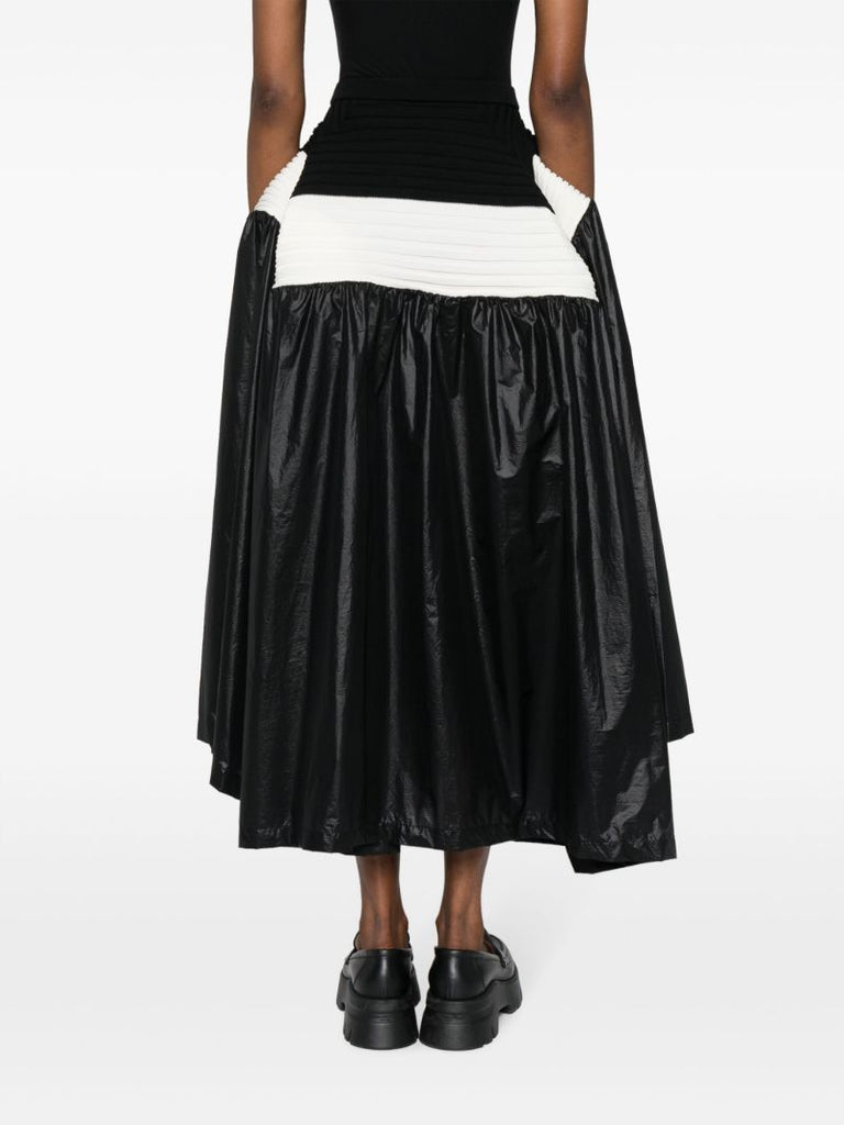 Black Colour-block A-line Skirt