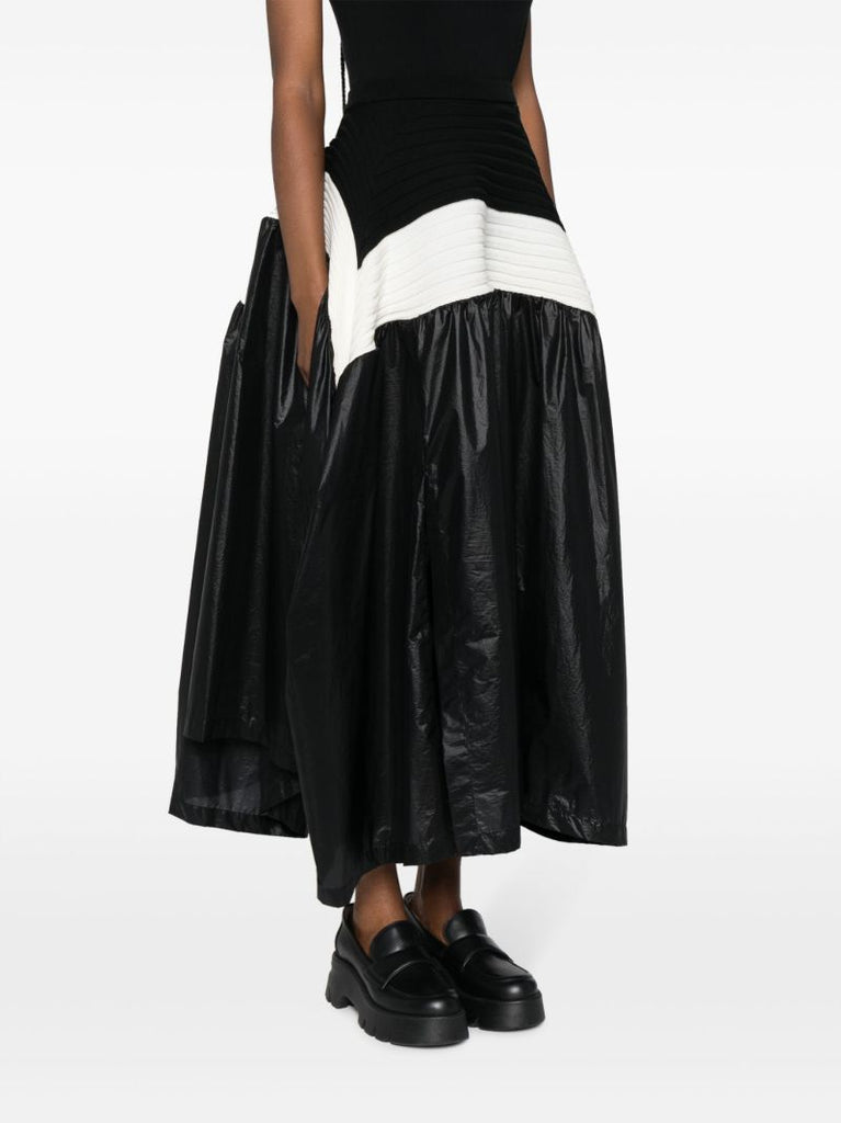 Black Colour-block A-line Skirt