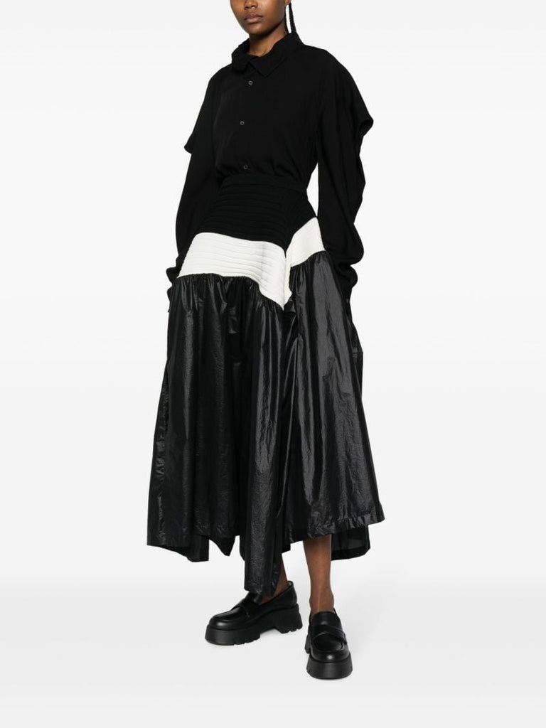 Black Colour-block A-line Skirt