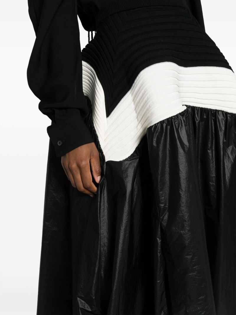 Black Colour-block A-line Skirt