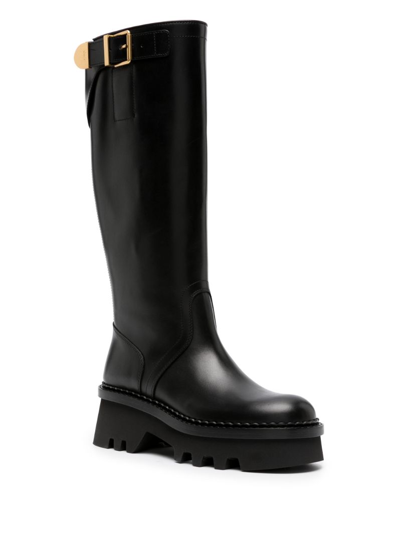 Black Owena Knee-high Leather Boots