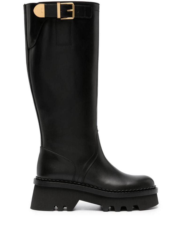 Black Owena Knee-high Leather Boots