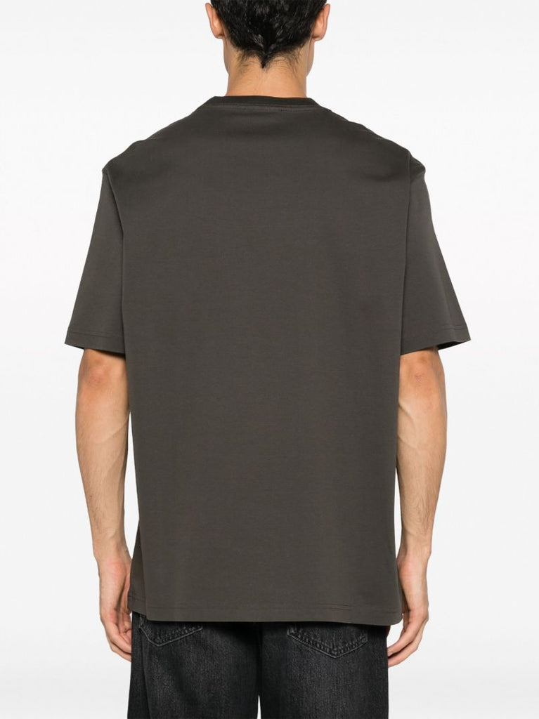 Grey Logo-embroidered Cotton T-shirt