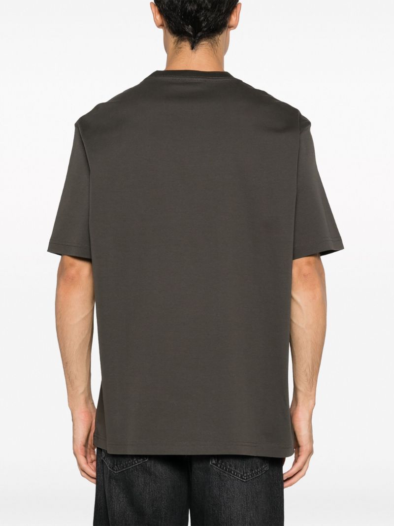 Grey Logo-embroidered Cotton T-shirt