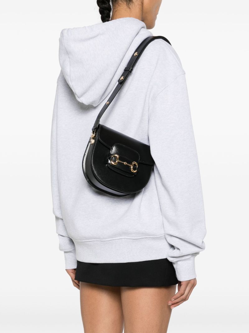 Black Horsebit 1955 Leather Cross Body Bag