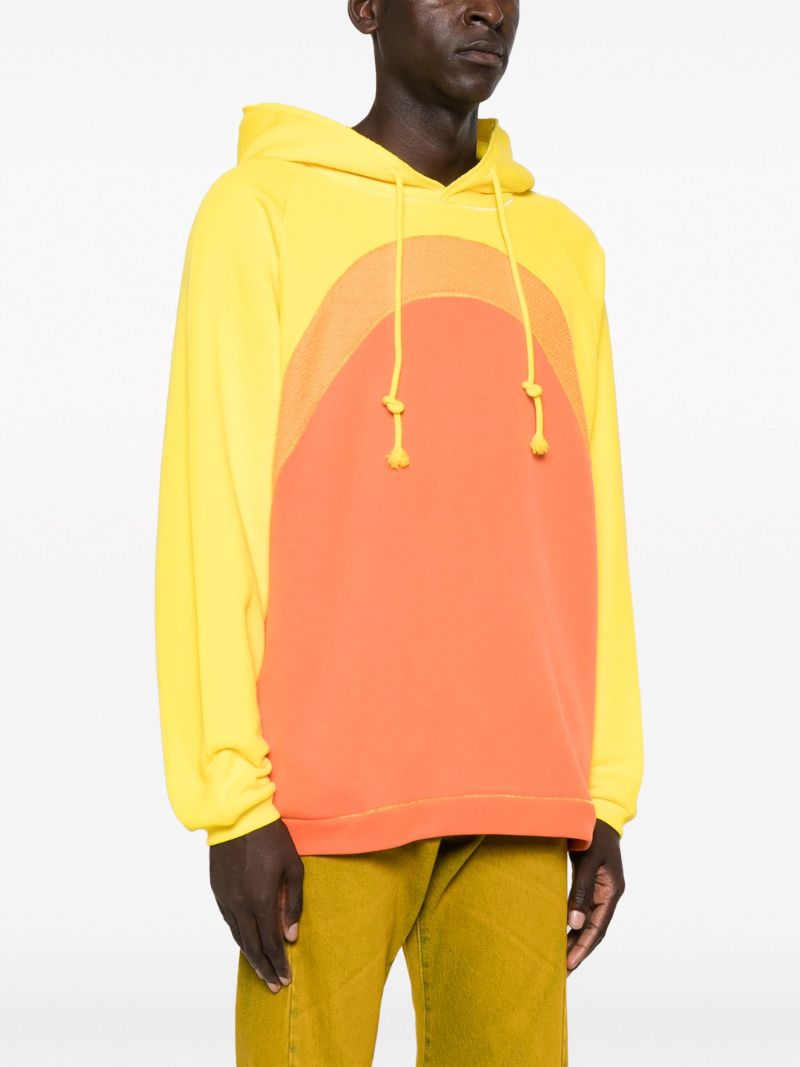 Orange Colourblock Cotton Drawstring Hoodie