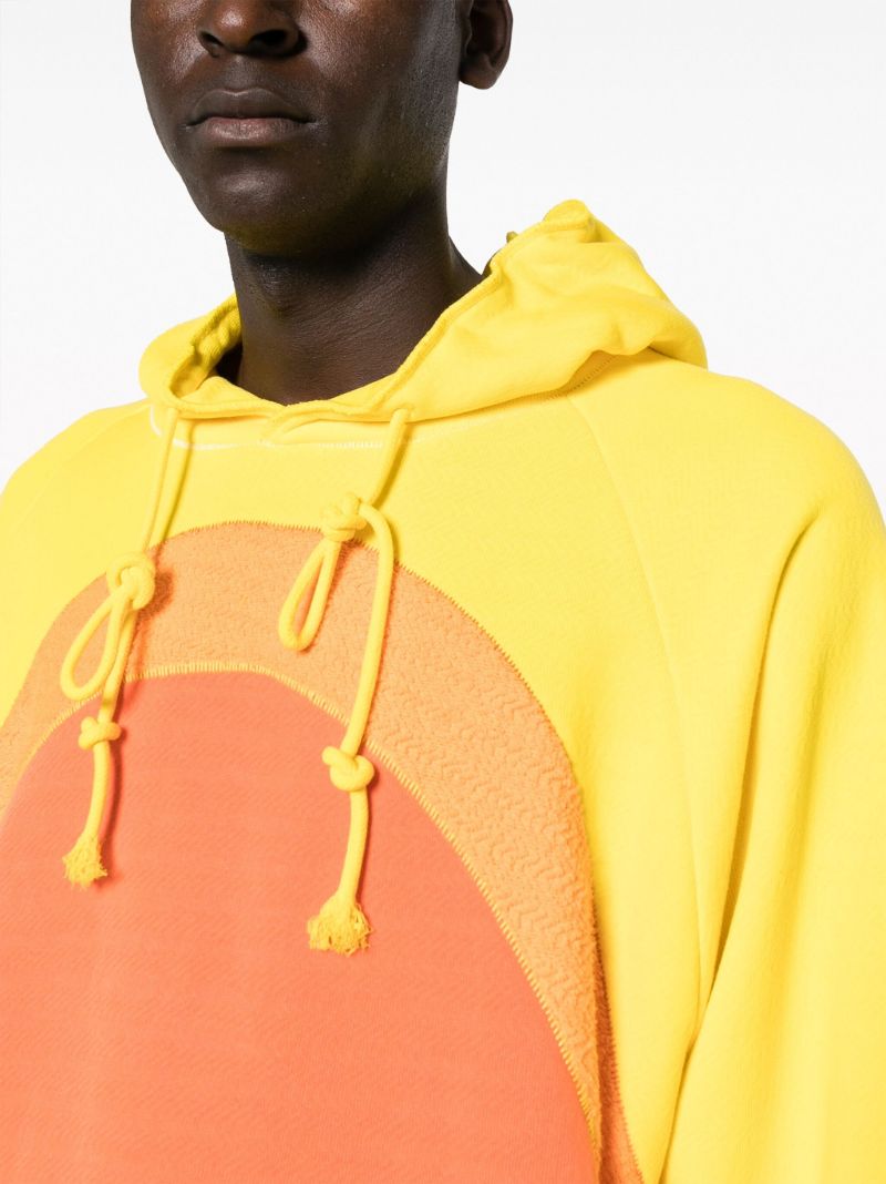 Orange Colourblock Cotton Drawstring Hoodie